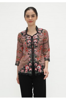 Lyne Halim Blouse Batik Sakura Bordir, Lilac 3233